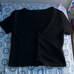 low neck crop top with heart shaped buttons, medium, barely worn.